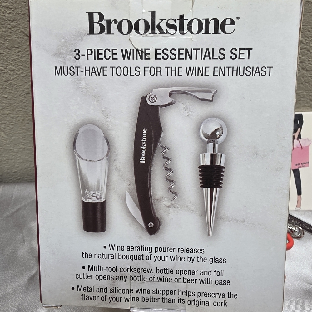 Brookstone Wine Tool Set with Black and Silver Finish